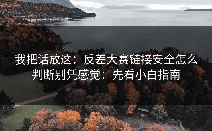 我把话放这：反差大赛链接安全怎么判断别凭感觉：先看小白指南