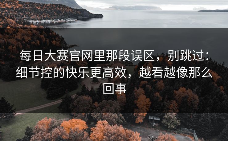 每日大赛官网里那段误区，别跳过：细节控的快乐更高效，越看越像那么回事
